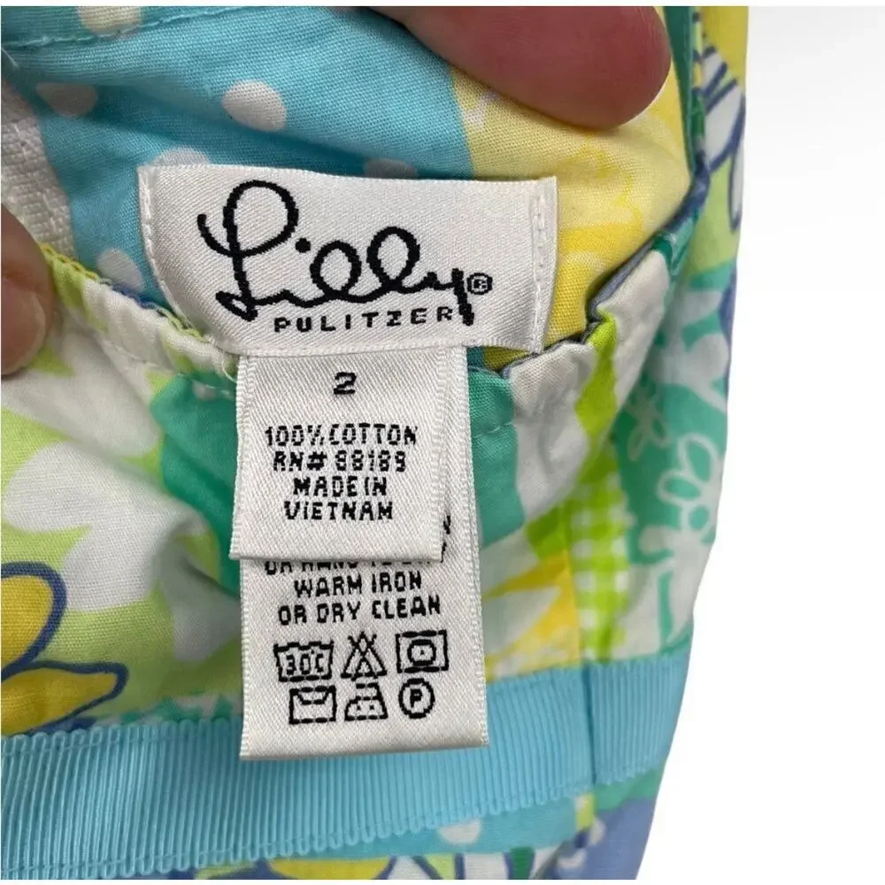 Lilly Pulitzer Patchwork Halter Dress Sunflower Floral Retro Cottagecore Size 2